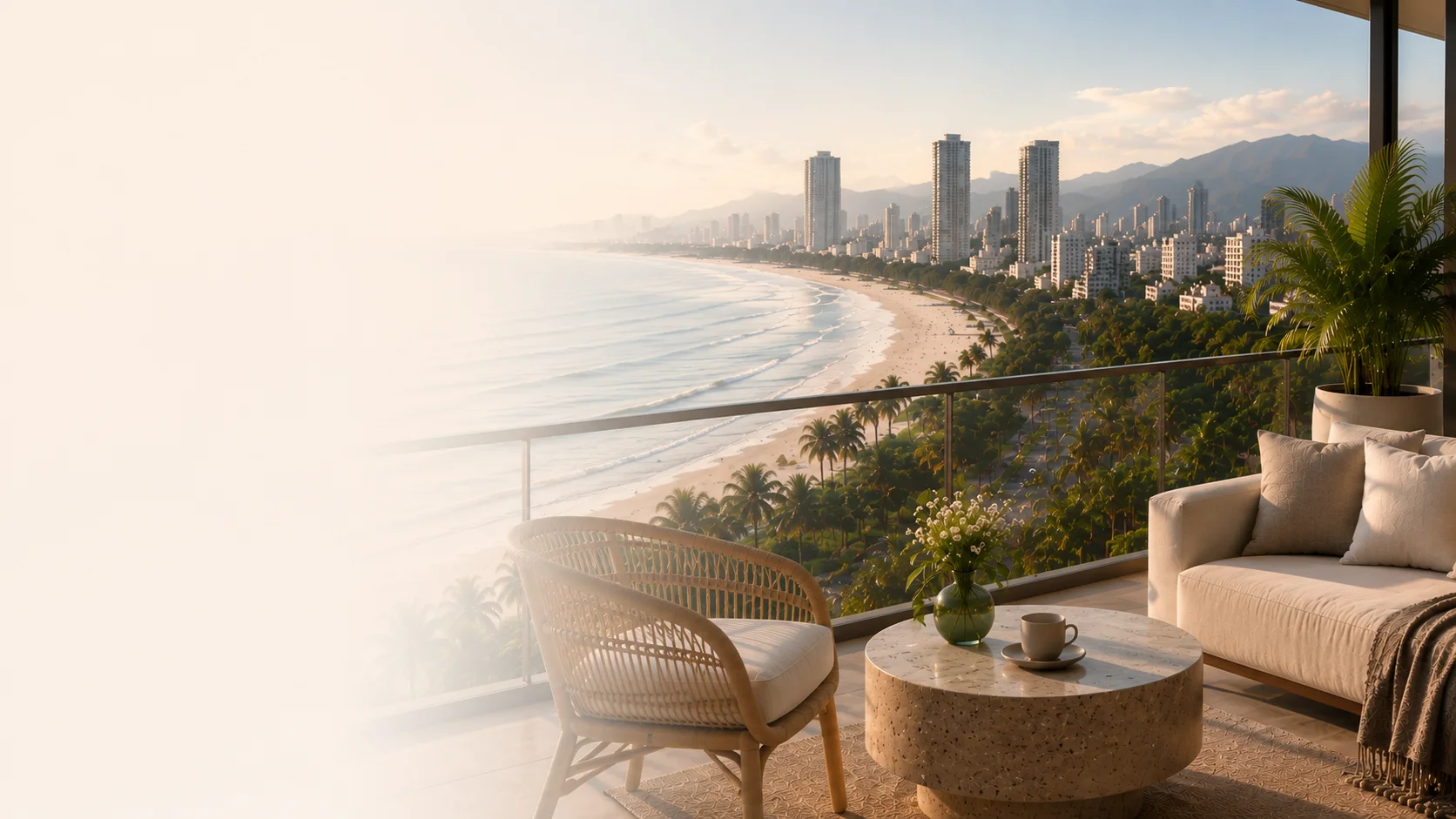 A balcony overlooking the Da Nang coastline